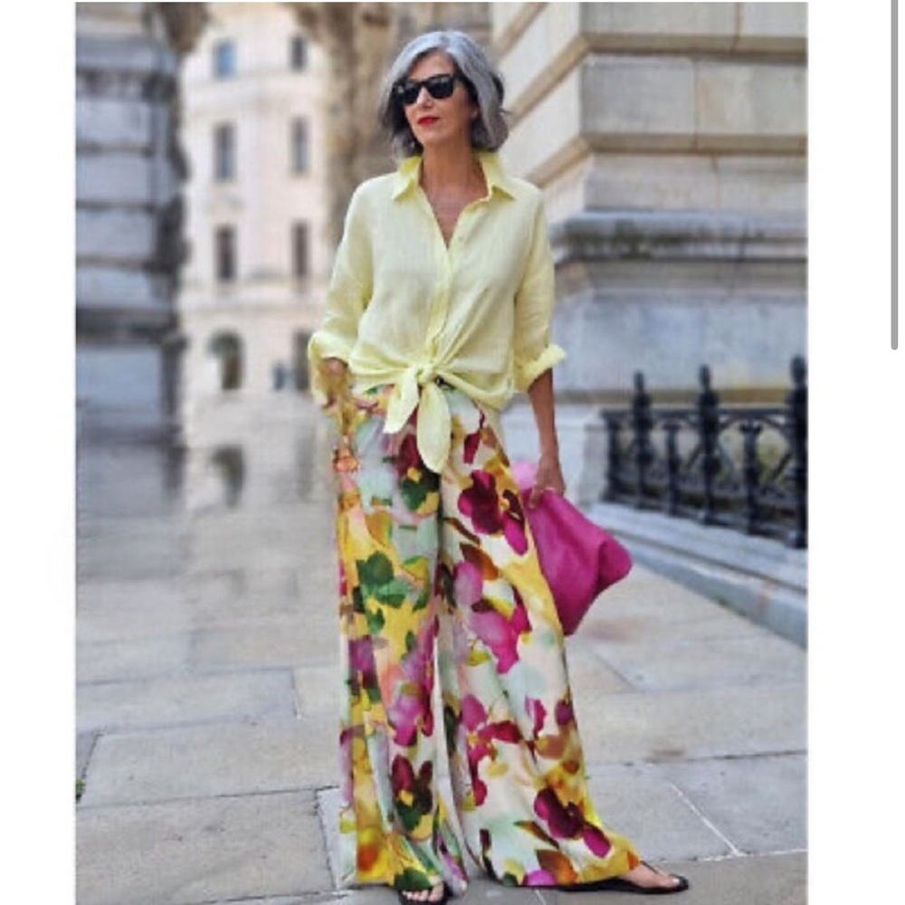 Zara Floral Wide Leg Pants - Picture 2 of 5